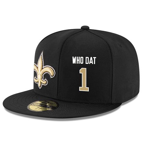 NFL New Orleans Saints #1 Who Dat Stitched Snapback Adjustable Player Hat - Black/Gold